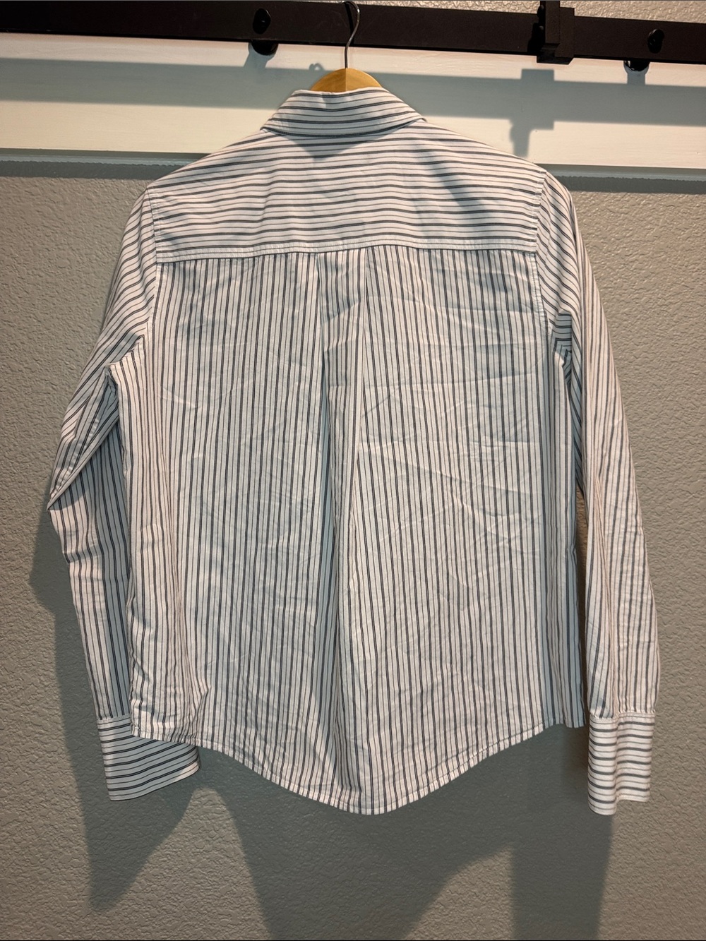 Banana Republic White and Navy Vertical Stripe Dress Shirt - Picture 2 of 3